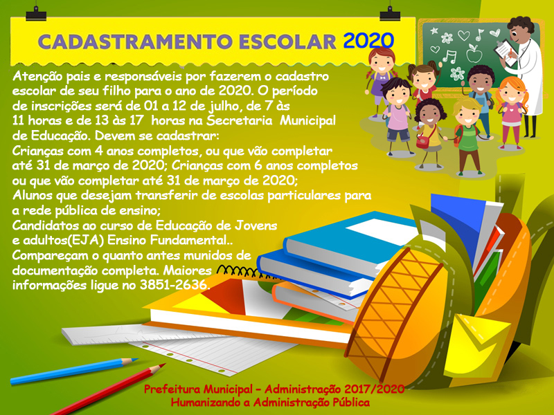 Cadastramento Escolar 2020 Município De Carmo Do Paranaíba 4863